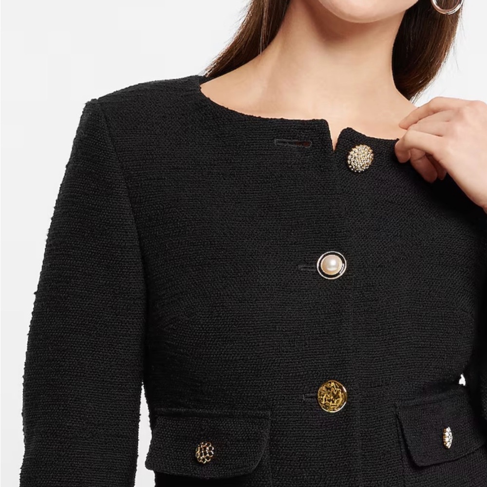 Express Mixed Button Front Boucle Tweed Jacket Size Large - Picture 3 of 11